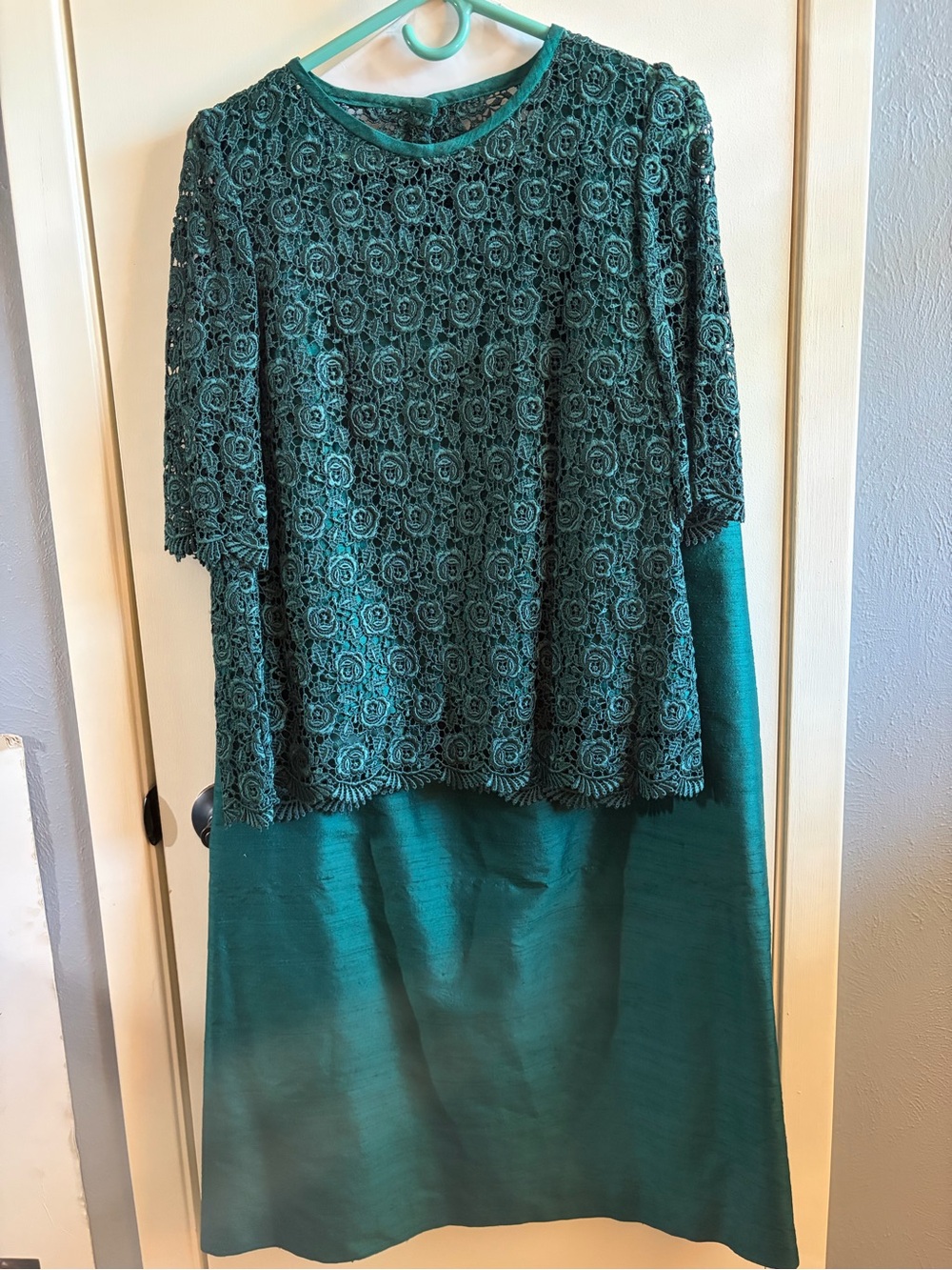 Teal Lace Maxi Skirt Set - Women's Elegant Two-Piece